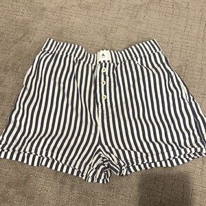 Anthropology Navy and White Striped Women's Pajama Shorts